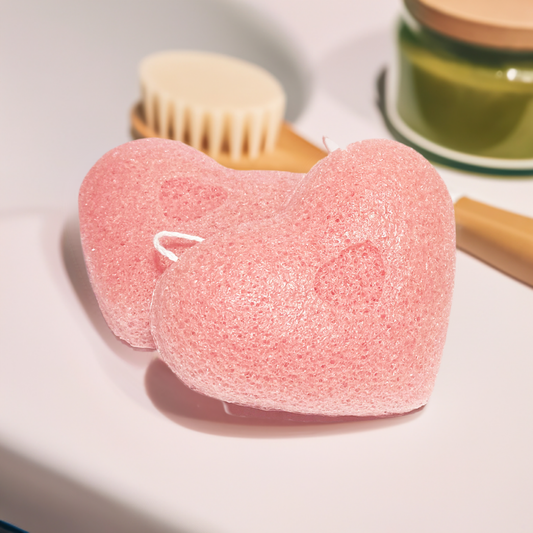 Heart Shape Natural Konjac Facial Exfoliation Sponge 2-Pack